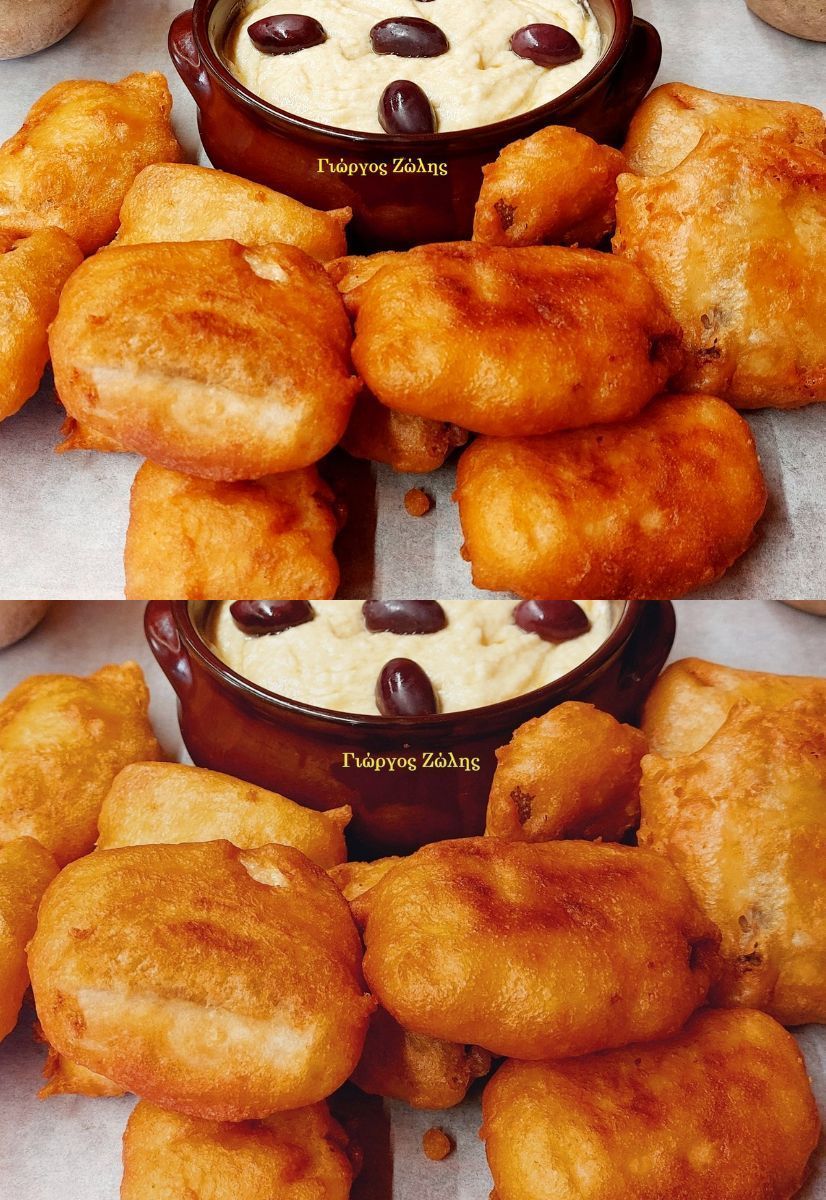 Μπακαλιάρος-σκορδαλιά-με υλικό έκπληξη-στο κουρκούτι-για-τραγανή κρούστα-του Γιώργου Ζώλη-συνταγή-