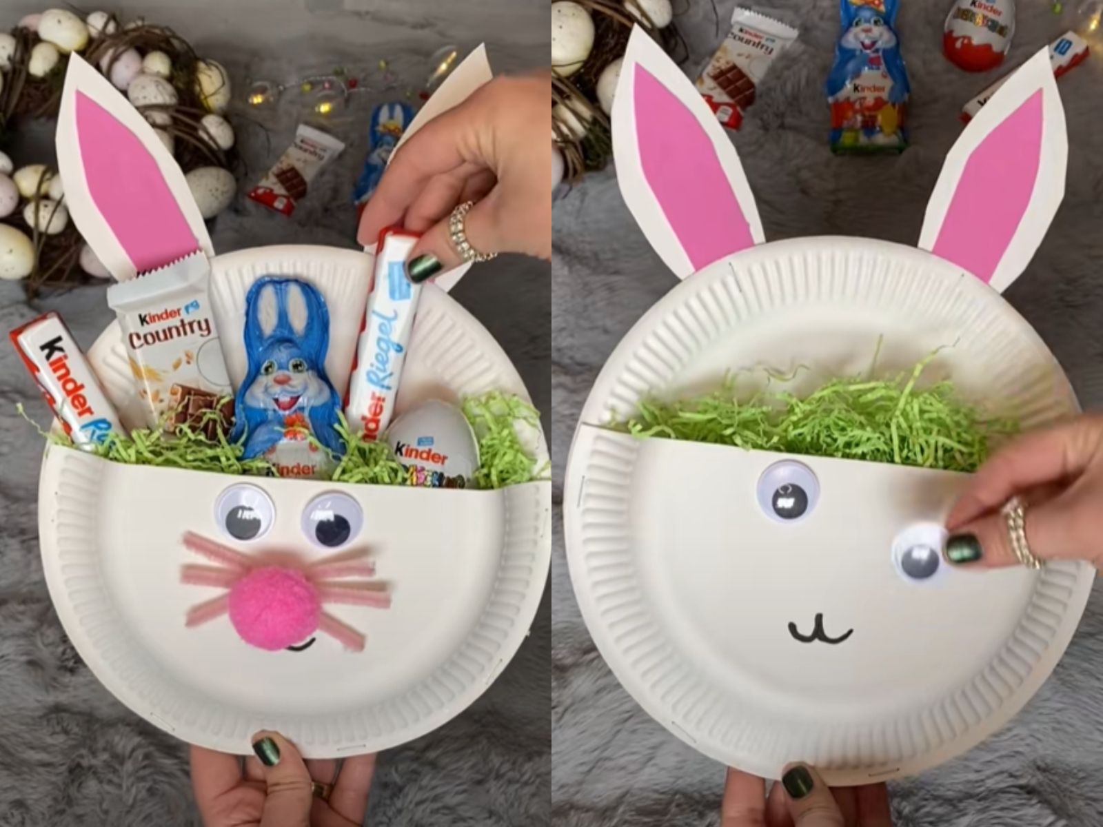 Εύκολη-Πασχαλινή κατασκευή-για δώρο-στη δασκάλα-με χάρτινα πιάτα-που έγινε-viral-στο TikTok-