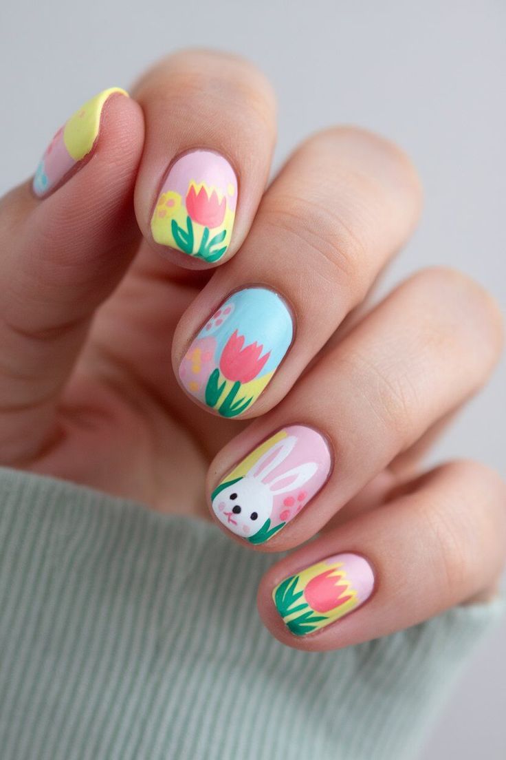 Easter rabbit nails – Ιδέες για γιορτινό Πασχαλινό μανικιούρ με τα πιο girly και κομψά σχέδια