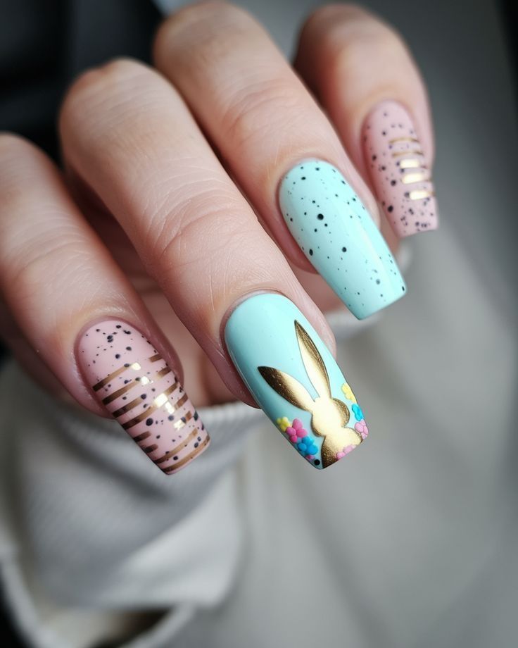 Easter rabbit nails – Ιδέες για γιορτινό Πασχαλινό μανικιούρ με τα πιο girly και κομψά σχέδια