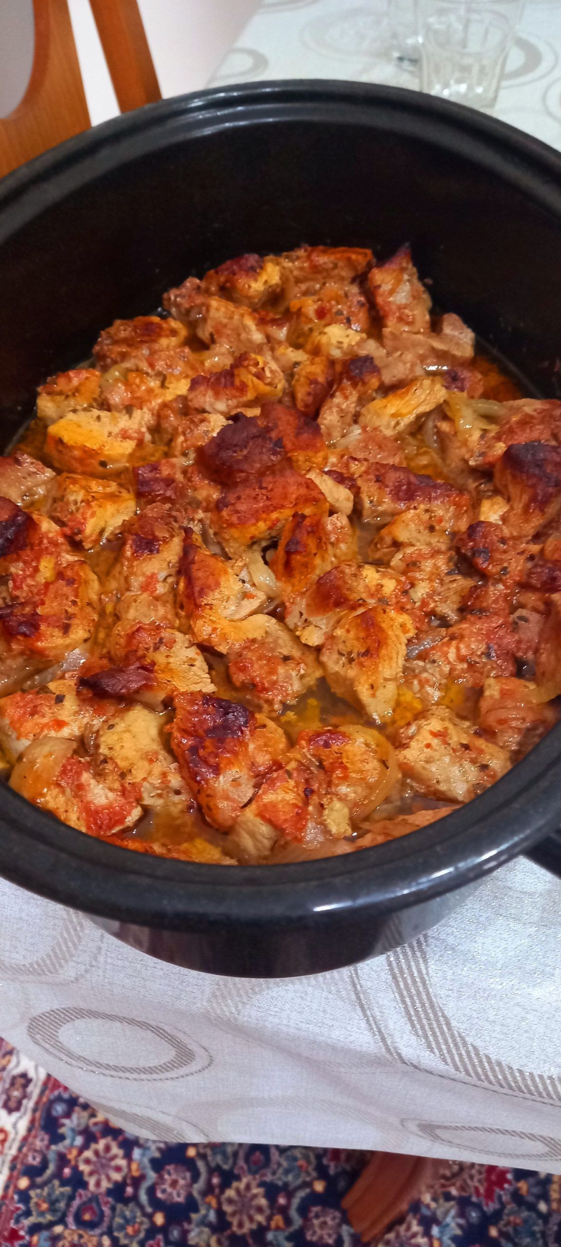 Μελωμένη τηγανιά φούρνου με πράσο