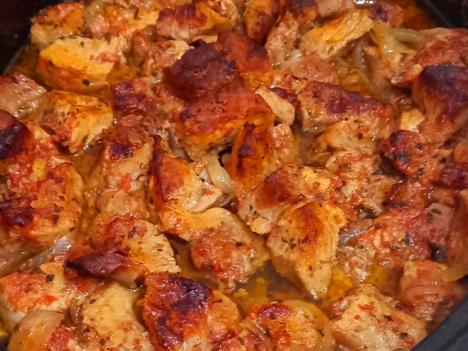 Μελωμένη τηγανιά φούρνου με πράσο