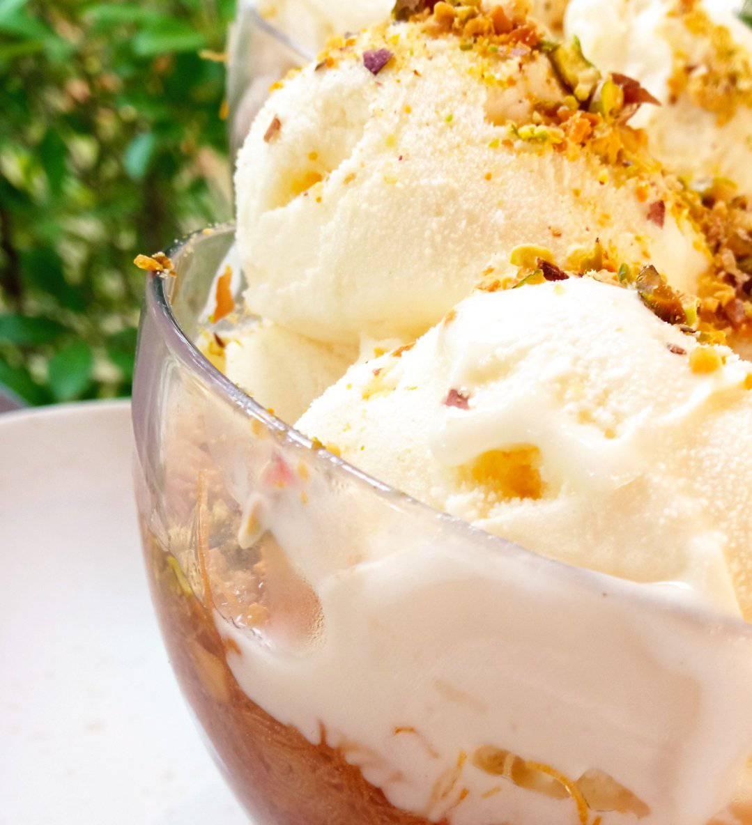 Κανταΐφι στο ποτήρι με παγωτό από την Τζένη Τσανακτσίδου
