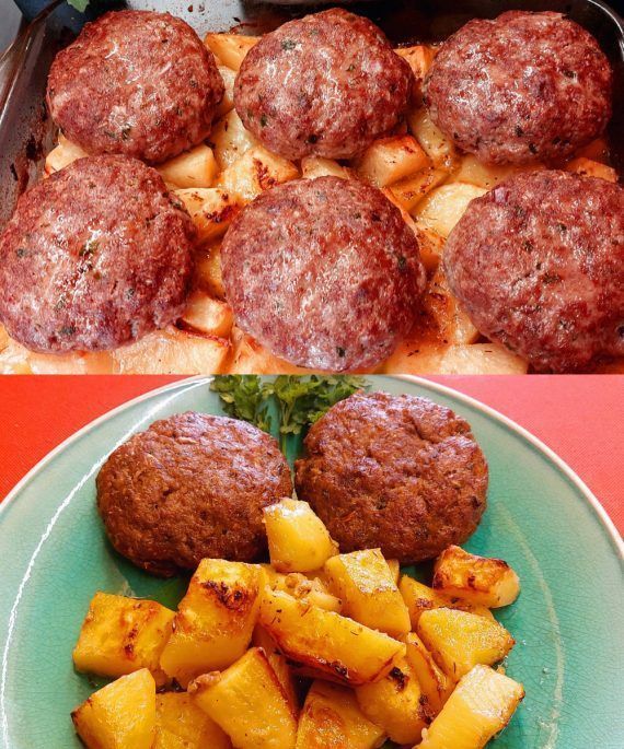 Αφράτα μπιφτέκια στον φούρνο με πατάτες του Γιώργου Ζώλη για το μεσημεριανό