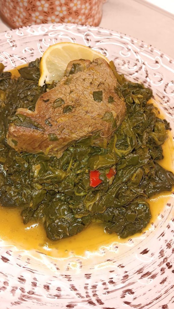 Φρικασέ με μοσχαράκι και σπανάκι