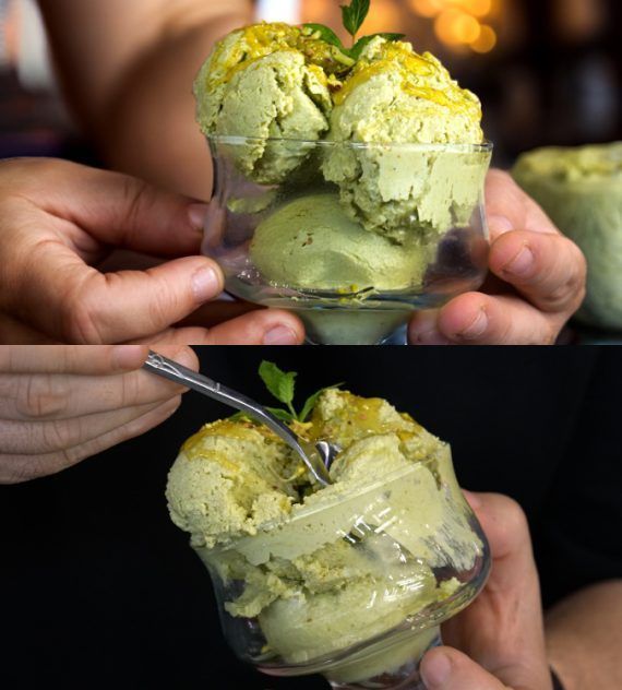 Πρωτεϊνούχο παγωτό φιστίκι χωρίς ζαχαρούχο γάλα και κρέμα γάλακτος