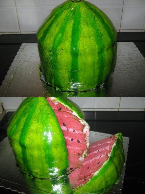 Τούρτα καρπούζι με ζαχαρόπαστα