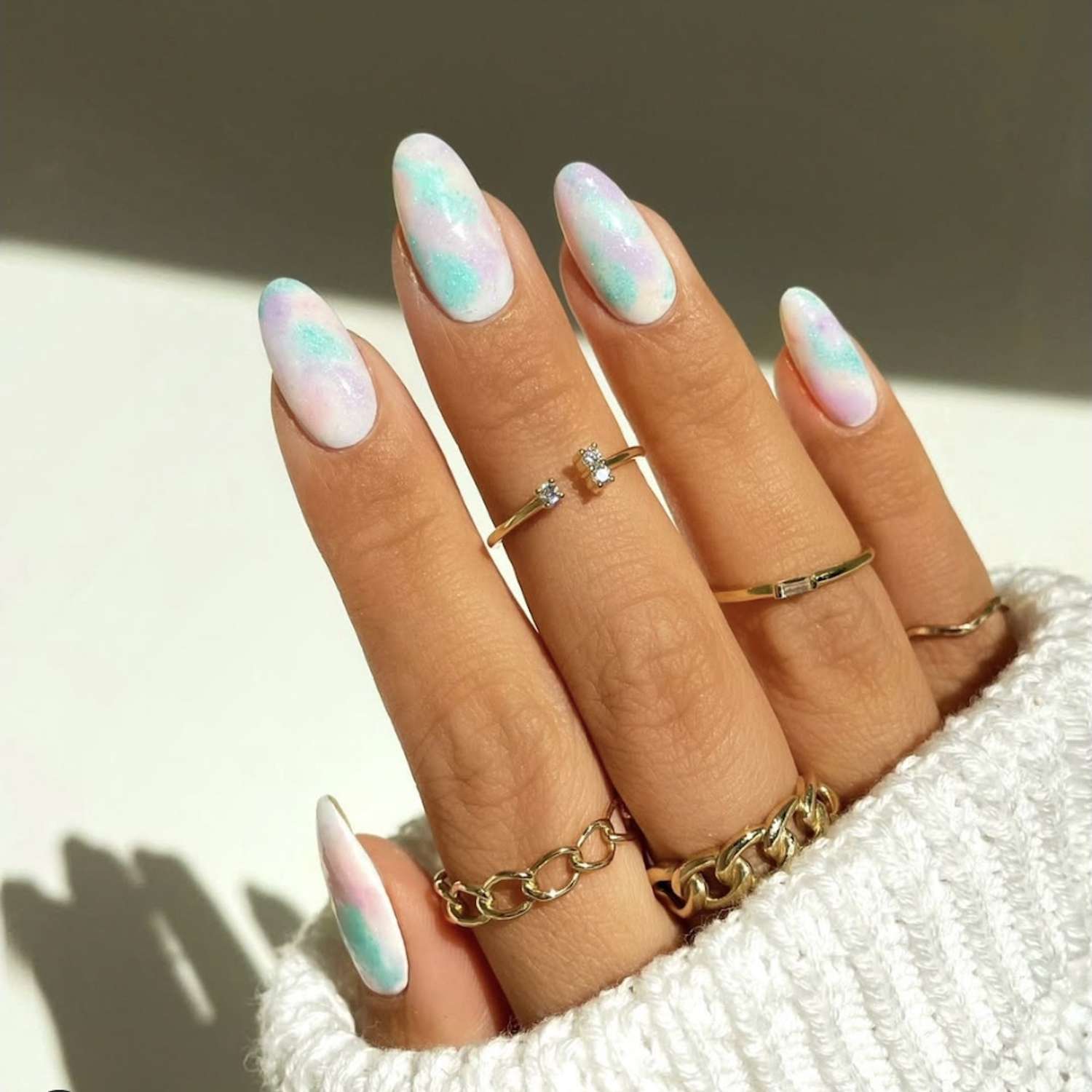 sorbet nails-με-γκλίτερ-