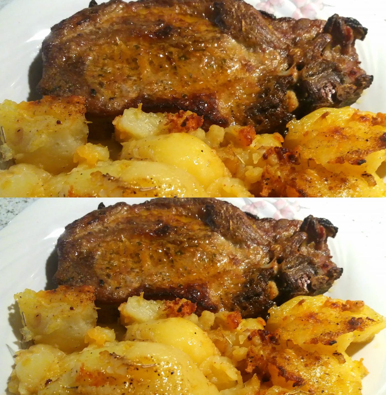 ψημένες-χοιρινές-μπριζόλες-με-πατάτες-