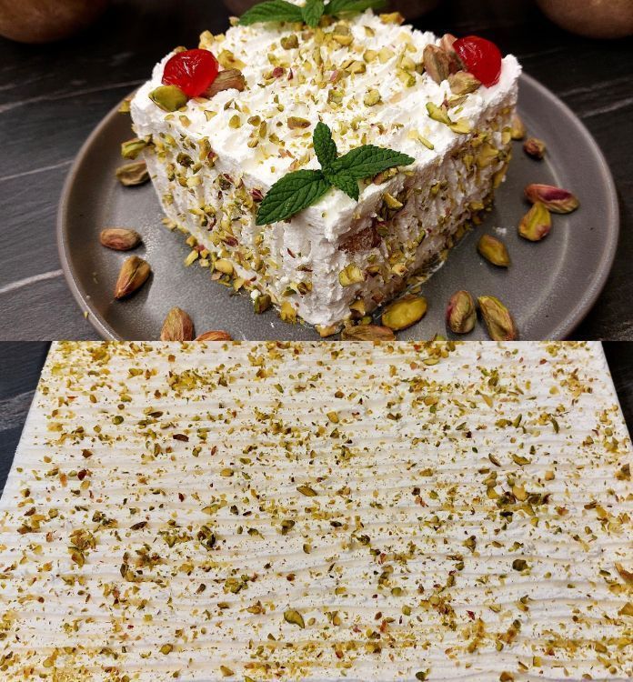 Σιροπιαστό γλυκό ψυγείου με φιστίκι Αιγίνης