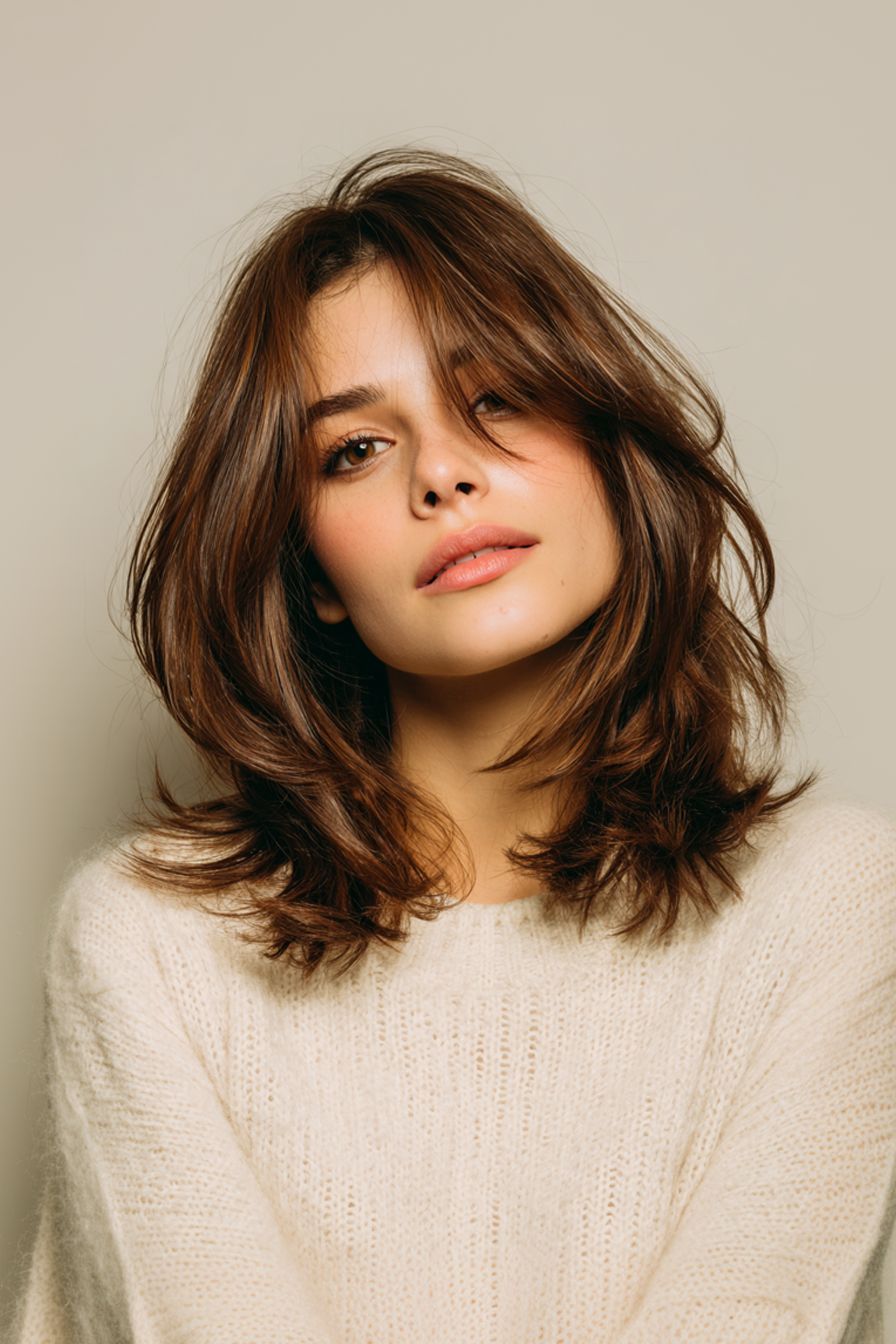 Midi flick-σε-καστανά-μαλλιά-με-όγκο-