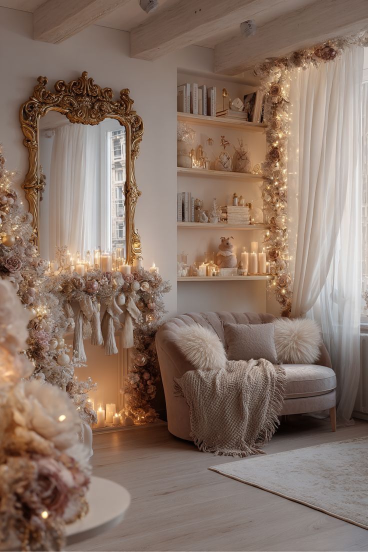 Ιδέες στολισμού για μικρό σαλόνι τα Χριστούγεννα