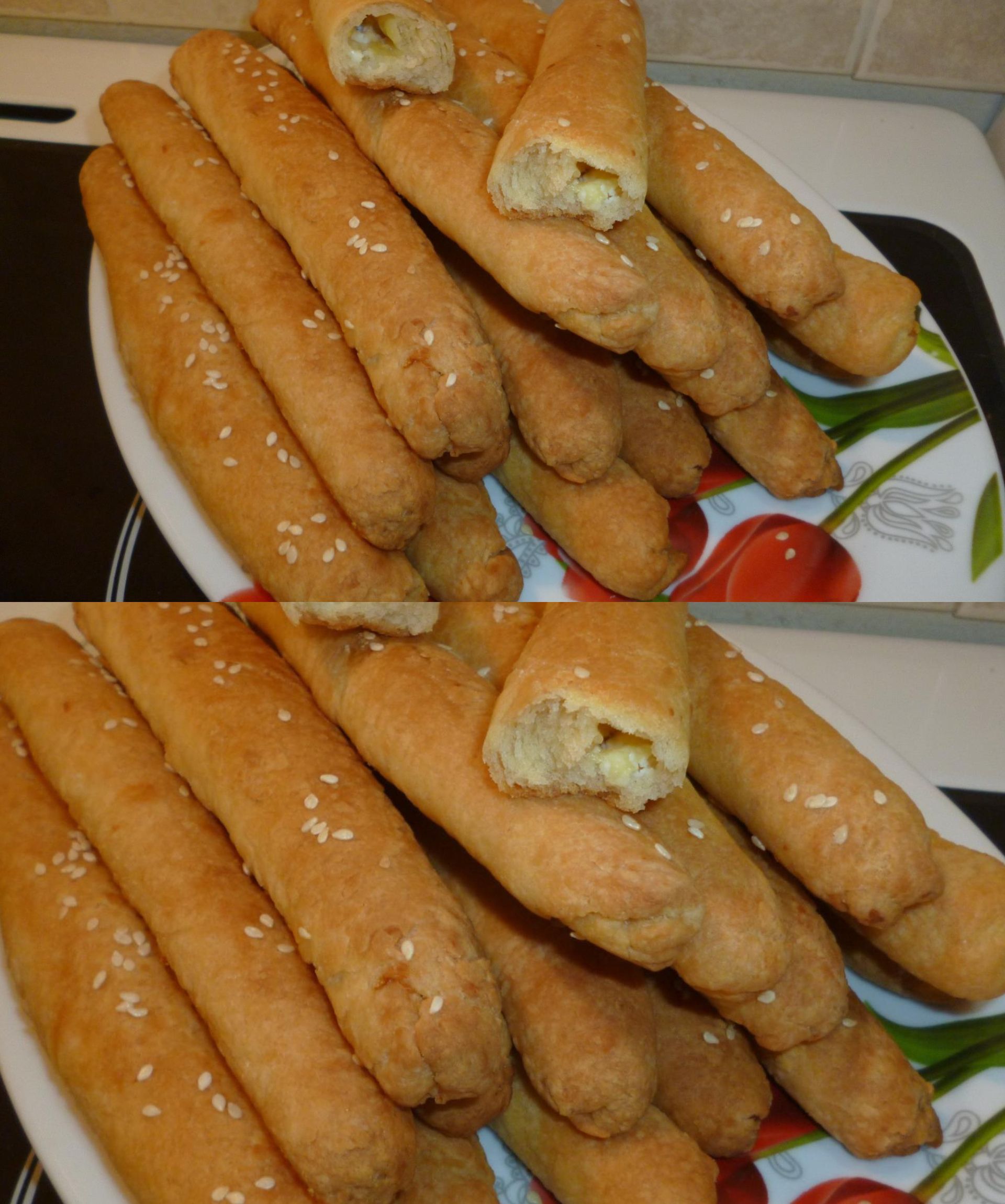 Μαλακά μπαστούνια ζύμης γεμιστά με φέτα