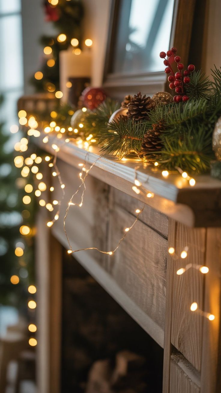 λαμπιόνια-με-θερμό-τόνο-στο-τζάκι- λαμπιόνια-με-θερμό-τόνο-στο-τζάκι-