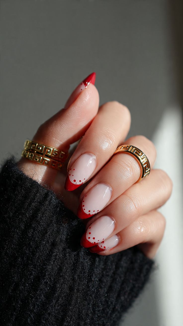 γαλλικό-μανικιούρ-με-πουά-σχέδια-