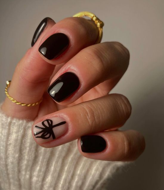 μαύρα-νύχια-με-φιόγκο-