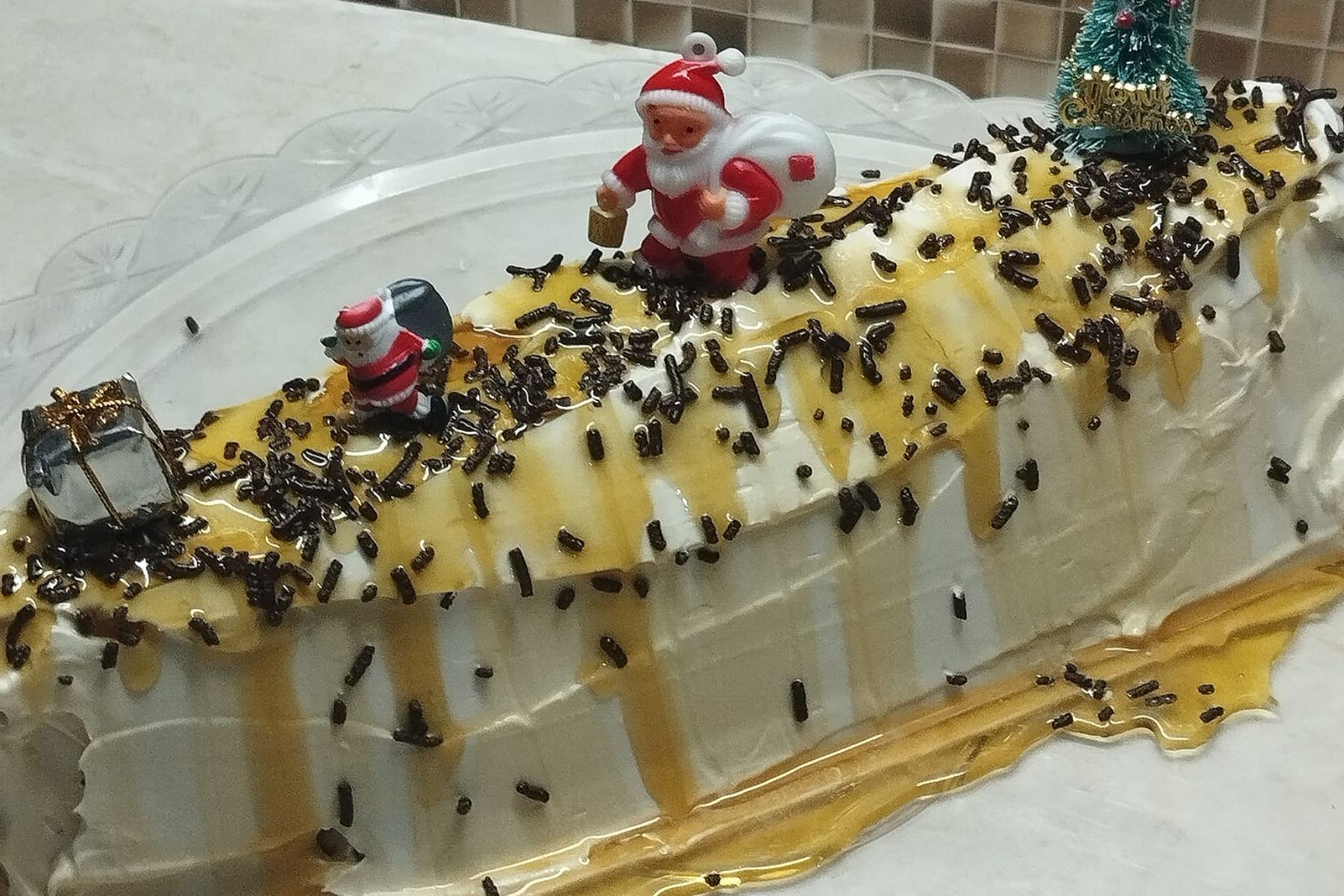 Εύκολος Χριστουγεννιάτικος κορμός με μπισκότα και μπανάνα