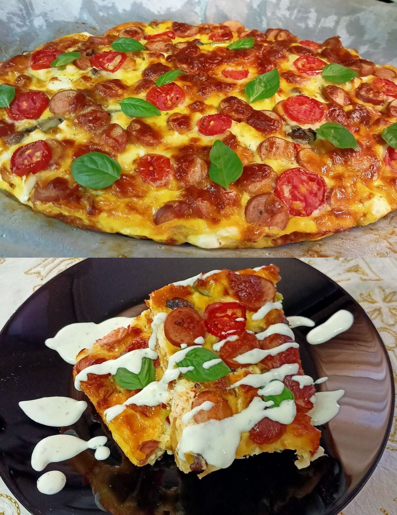 Ομελέτα σαν πίτσα με σώς φέτας