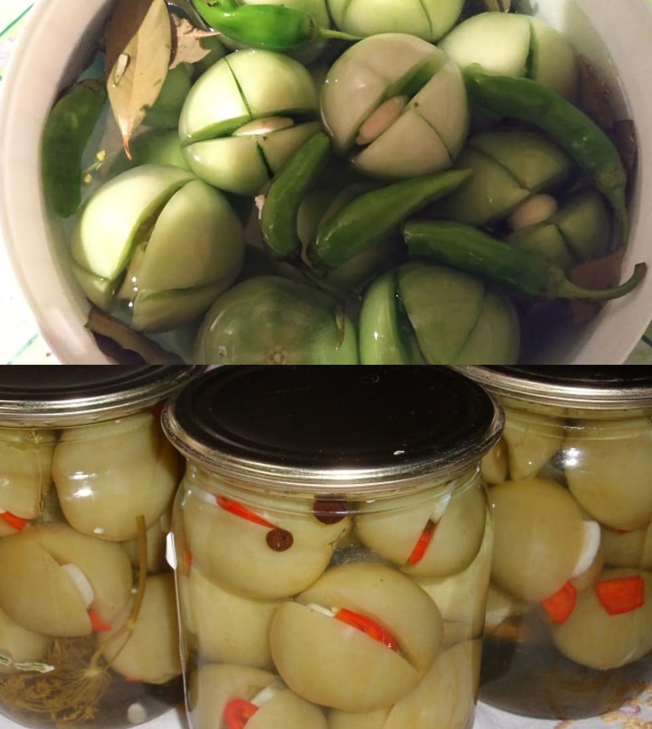 Πράσινες ντοματες τουρσί σε βάζο