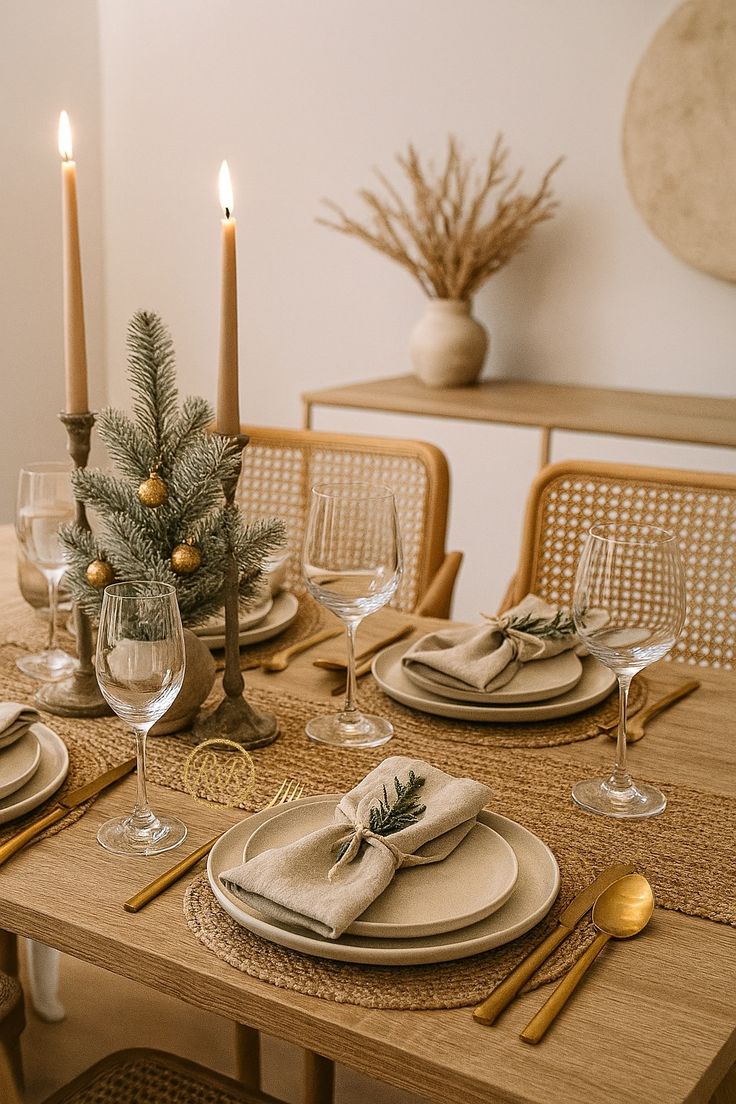 κλαδιά-στις-πετσέτες-στο-χριστουγεννιάτικο τραπέζι-