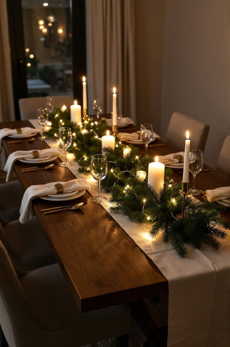 χριστουγεννιάτικο-τραπέζι-με-γιρλάντα-και-φωτάκια-