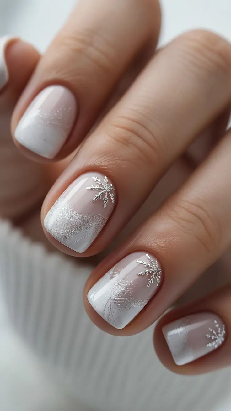 λευκά-κοντά νύχια-με-χιονονιφάδες- λευκά-κοντά νύχια-με-χιονονιφάδες-
