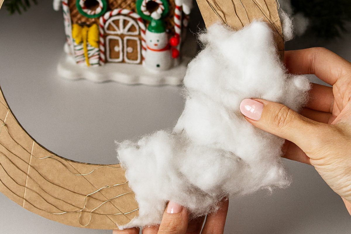 Με χαρτόνι και βαμβάκι φτιάξε το πιο aesthetic Χριστουγεννιάτικο στεφάνι