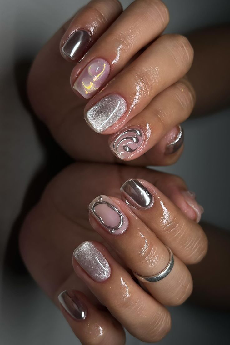 μεταλλικά-ασημί-νύχια-