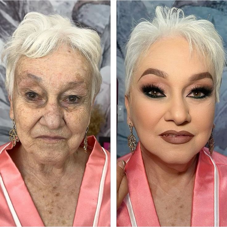 γιαγιά με μακιγιάζ-πριν-μετά-