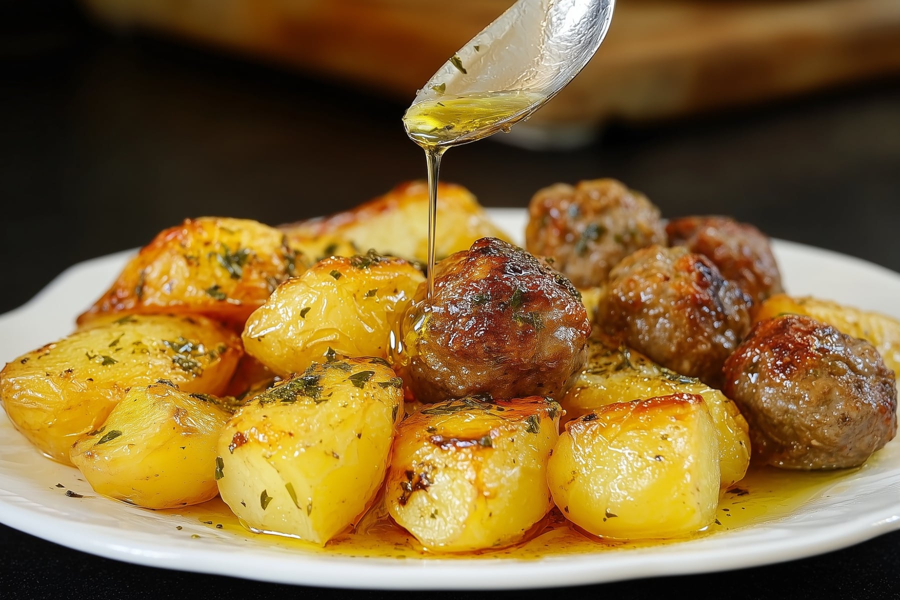 Κεφτεδάκια με λεμονάτες πατάτες φούρνου για το ολοήμερο