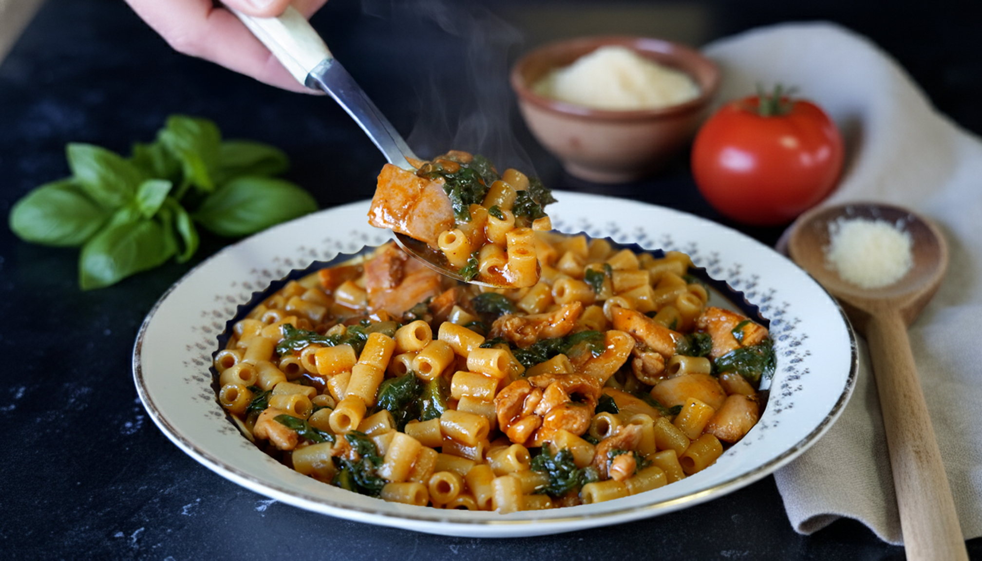 μακαρονάδα-με-σπανάκι-και-κοτόπουλο- μακαρονάδα-με-σπανάκι-και-κοτόπουλο-