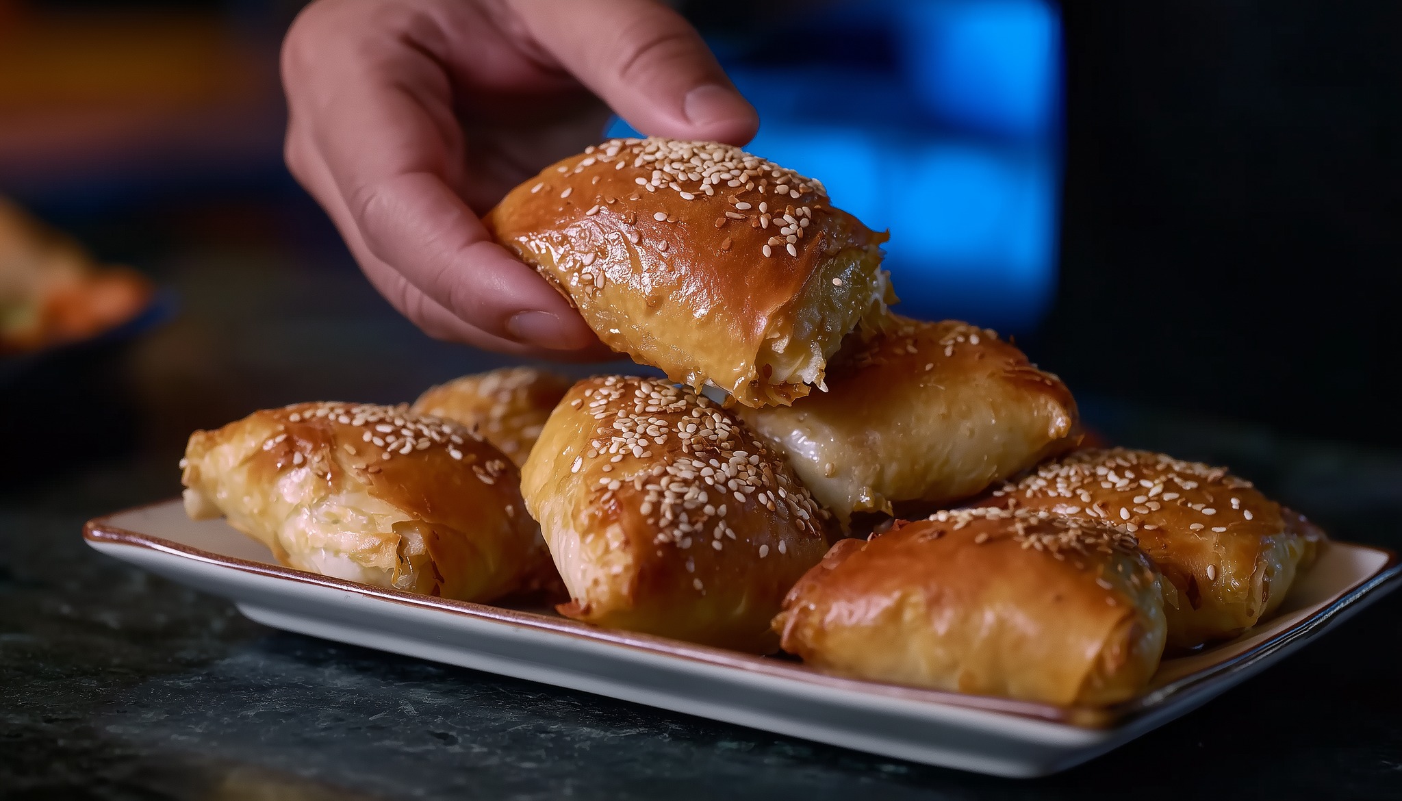 Μπουρεκάκια-τυριού-με-σουσάμι-για το-ταπεράκι του σχολείου-συνταγή-