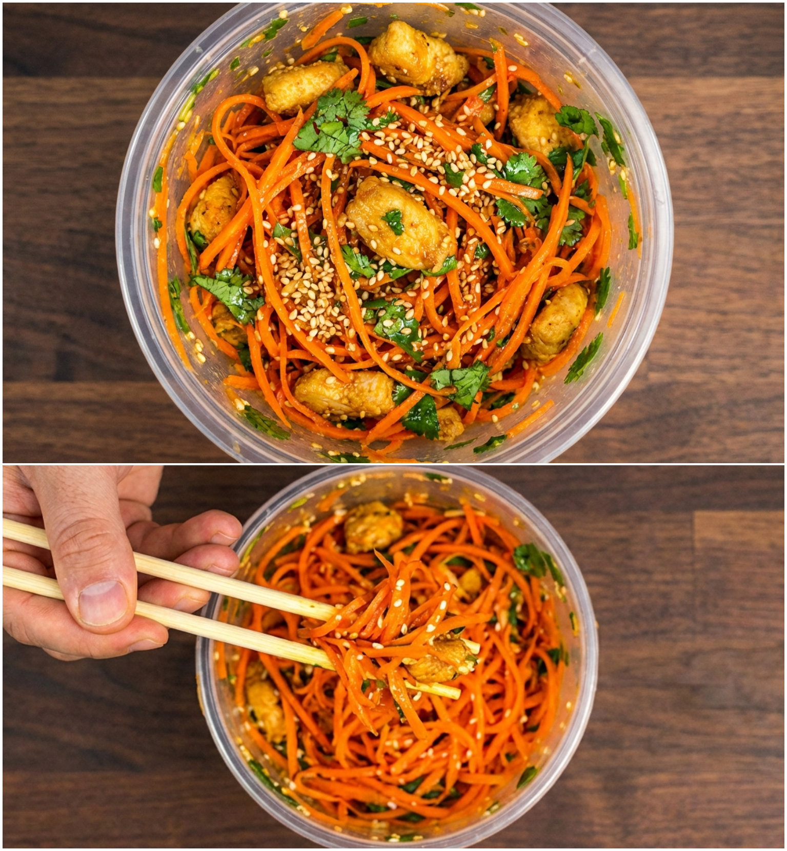 Πικάντικη ασιατική κοτοσαλάτα με Sriracha