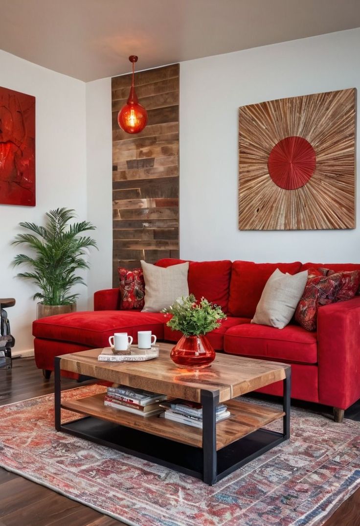 κόκκινος-καναπές-με-ξύλινο τραπεζάκι-σαλονιού- κόκκινος-καναπές-με-ξύλινο τραπεζάκι-σαλονιού-