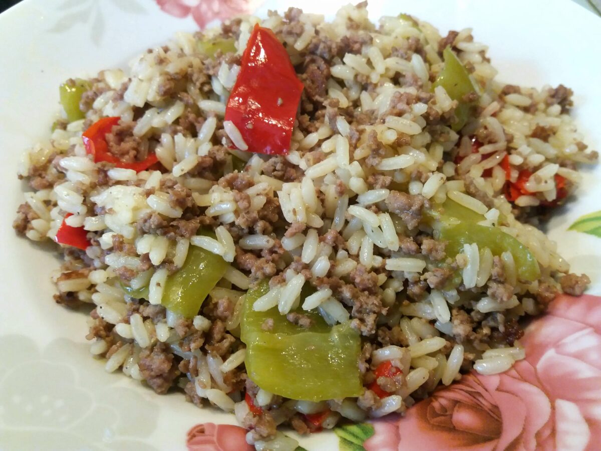 Κινέζικο τηγανητό ρύζι με κιμά