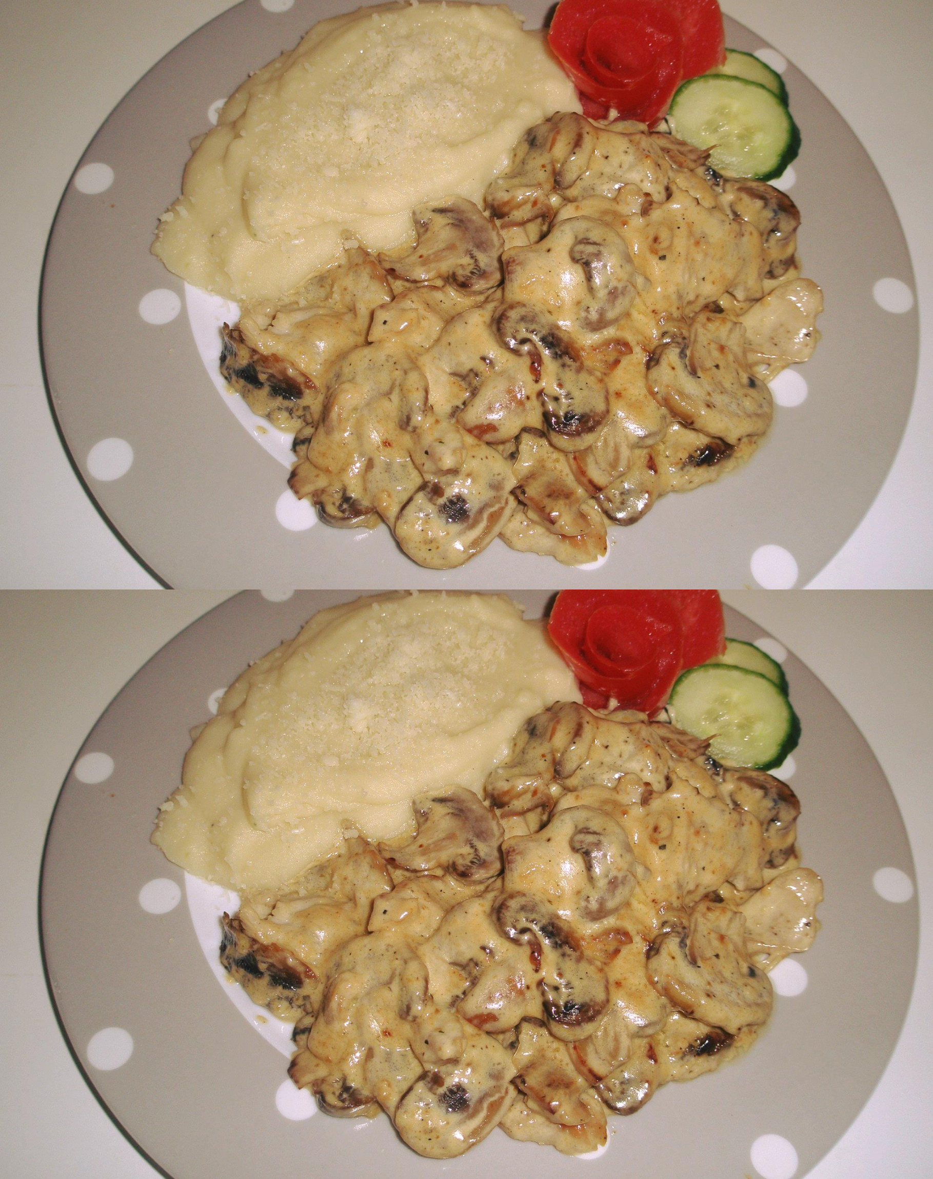 Κοτόπουλο αλά κρεμ με μανιτάρια και πουρέ για του Αγίου Βαλεντίνου