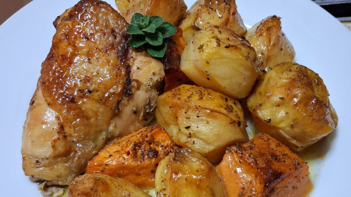 Κοτόπουλο στο φούρνο με γλυκοπατάτες