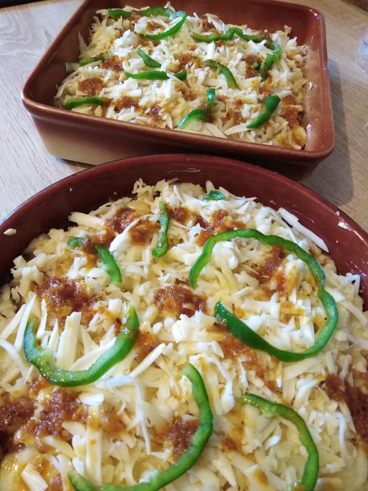 Σουφλέ με χοιρινό πουρέ και τυριά